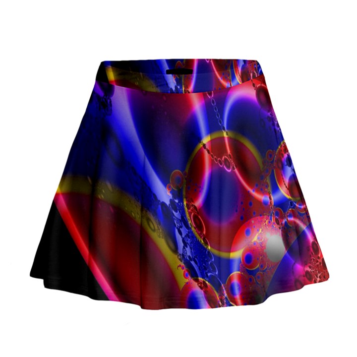 Pink Blue And Red Globe Mini Flare Skirt