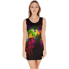 Bright Multi Coloured Fractal Pattern Sleeveless Bodycon Dress