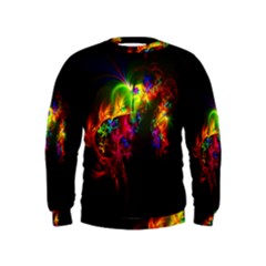 Bright Multi Coloured Fractal Pattern Kids  Sweatshirt by traceyleeartdesigns