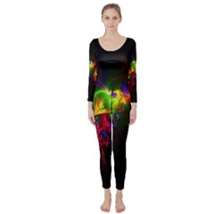 Bright Multi Coloured Fractal Pattern Long Sleeve Catsuit