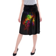 Bright Multi Coloured Fractal Pattern Midi Beach Skirt by traceyleeartdesigns