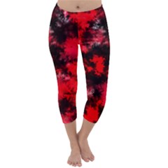 Black And Red Pattern Capri Winter Leggings  by traceyleeartdesigns