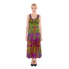 Carpe Diem In Rainbows Sleeveless Maxi Dress by pepitasart