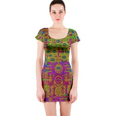 Carpe Diem In Rainbows Short Sleeve Bodycon Dress by pepitasart