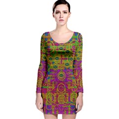 Carpe Diem In Rainbows Long Sleeve Velvet Bodycon Dress by pepitasart