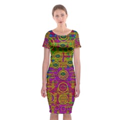 Carpe Diem In Rainbows Classic Short Sleeve Midi Dress by pepitasart