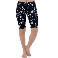 Black And White Starry Pattern Cropped Leggings 