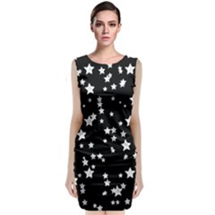 Black And White Starry Pattern Classic Sleeveless Midi Dress
