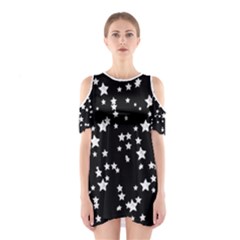 Black And White Starry Pattern Women s Cutout Shoulder One Piece