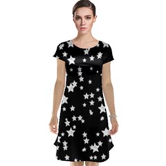 Black And White Starry Pattern Cap Sleeve Nightdress