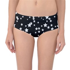 Black And White Starry Pattern Mid-waist Bikini Bottoms by DanaeStudio