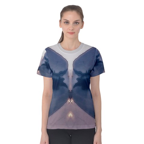 Abstract Reflection Purple Women s Cotton Tee by DeneWestUK