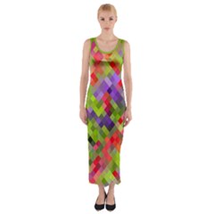 Colorful Mosaic Fitted Maxi Dress by DanaeStudio