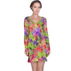 Colorful Mosaic Long Sleeve Nightdress