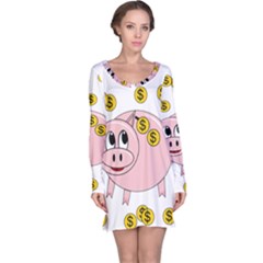 Piggy Bank  Long Sleeve Nightdress by Valentinaart