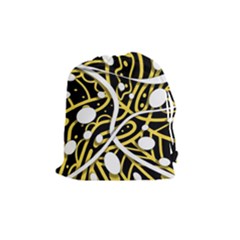 Yellow Movement Drawstring Pouches (medium)  by Valentinaart