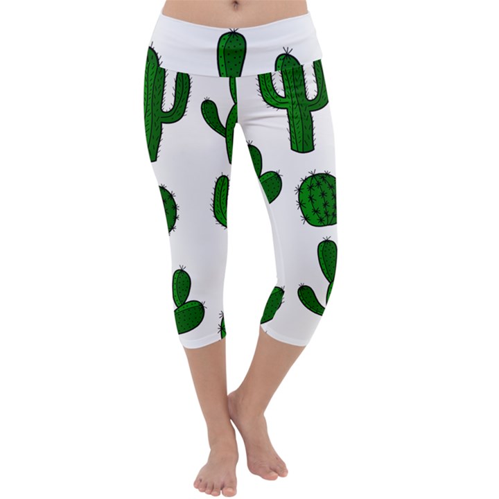 Cactuses pattern Capri Yoga Leggings