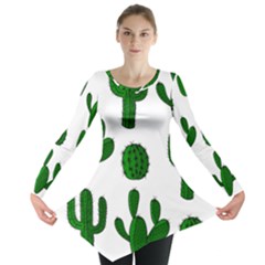 Cactuses Pattern Long Sleeve Tunic  by Valentinaart