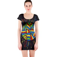 Colorful Bang Short Sleeve Bodycon Dress by Valentinaart