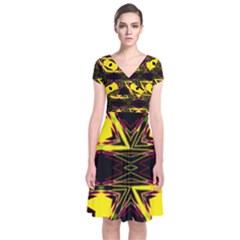 Gtgtj67uj Short Sleeve Front Wrap Dress