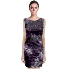Black, Pink And Purple Splatter Pattern Classic Sleeveless Midi Dress by traceyleeartdesigns