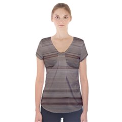 Wooden Stripes Short Sleeve Front Detail Top by DeneWestUK