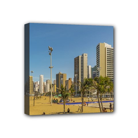 Beach And Buildings Of Fortaleza Brazil Mini Canvas 4  X 4  by dflcprints