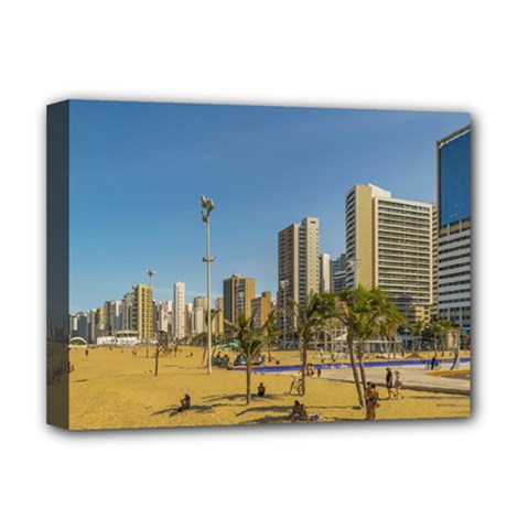Beach And Buildings Of Fortaleza Brazil Deluxe Canvas 16  X 12   by dflcprints