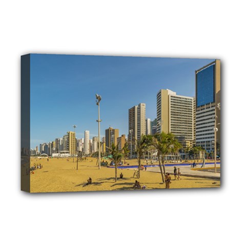 Beach And Buildings Of Fortaleza Brazil Deluxe Canvas 18  X 12   by dflcprints