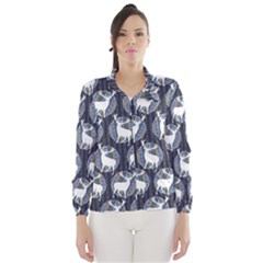 Geometric Deer Retro Pattern Wind Breaker (women) by DanaeStudio