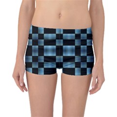 Black And Blue Checkboard Print Boyleg Bikini Bottoms by dflcprintsclothing