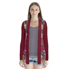 Blossom Butterfly Watercolour And Burgundy Drape Collar Cardigan by DeneWestUK