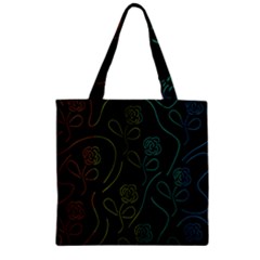 Floral Pattern Zipper Grocery Tote Bag