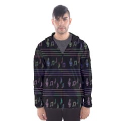 Music Pattern Hooded Wind Breaker (men) by Valentinaart