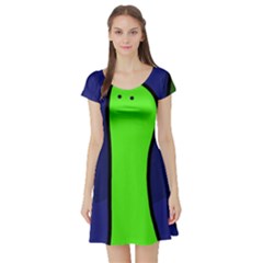 Green Snakes Short Sleeve Skater Dress by Valentinaart