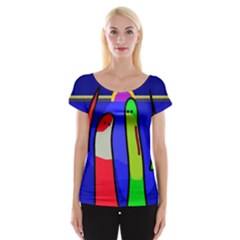 Colorful snakes Women s Cap Sleeve Top