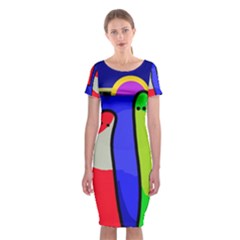 Colorful snakes Classic Short Sleeve Midi Dress