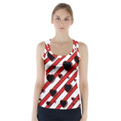 Black And Red Harts Racer Back Sports Top by Valentinaart