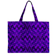 Purple Wavey Squiggles Zipper Mini Tote Bag by BrightVibesDesign