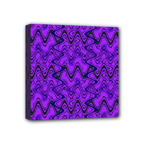 Purple Wavey Squiggles Mini Canvas 4  X 4  by BrightVibesDesign