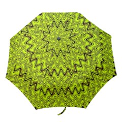 Yellow Wavey Squiggles Folding Umbrellas by BrightVibesDesign