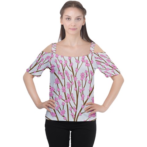 Cherry Tree Women s Cutout Shoulder Tee by Valentinaart