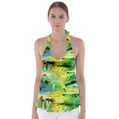 Abstract Landscape Babydoll Tankini Top
