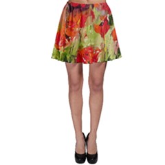 Abstract Poppys  Skater Skirt