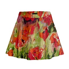 Abstact Poppys Art Print Mini Flare Skirt