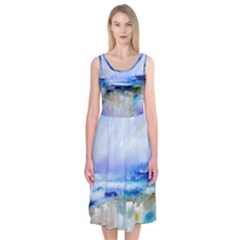 Abstract Purple Art Prints Midi Sleeveless Dress