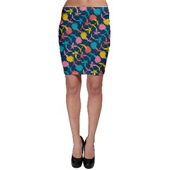 Colorful Floral Pattern Bodycon Skirt