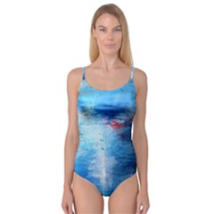 Abstract Blue And White Print  Camisole Leotard  by artistpixi