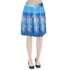 Abstract Blue And White Print  Pleated Skirt by artistpixi