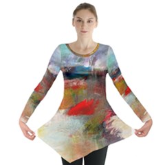 Abstract Reds And Beiges  Long Sleeve Tunic  by artistpixi